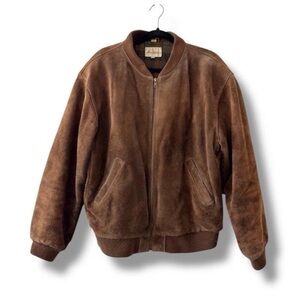 Adam Spencer Brown Suede Bomber Jacket Vintage Distressed Men's Size1X 90s